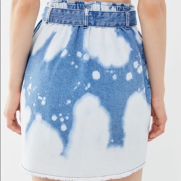 NWT UO 90s Y2K Cloud Bleached Belted Denim Skirt Edgy - Picture 4 of 7